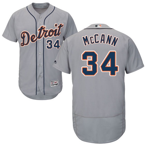 Tigers #34 James McCann Grey Flexbase Authentic Collection Stitched MLB Jersey - Click Image to Close